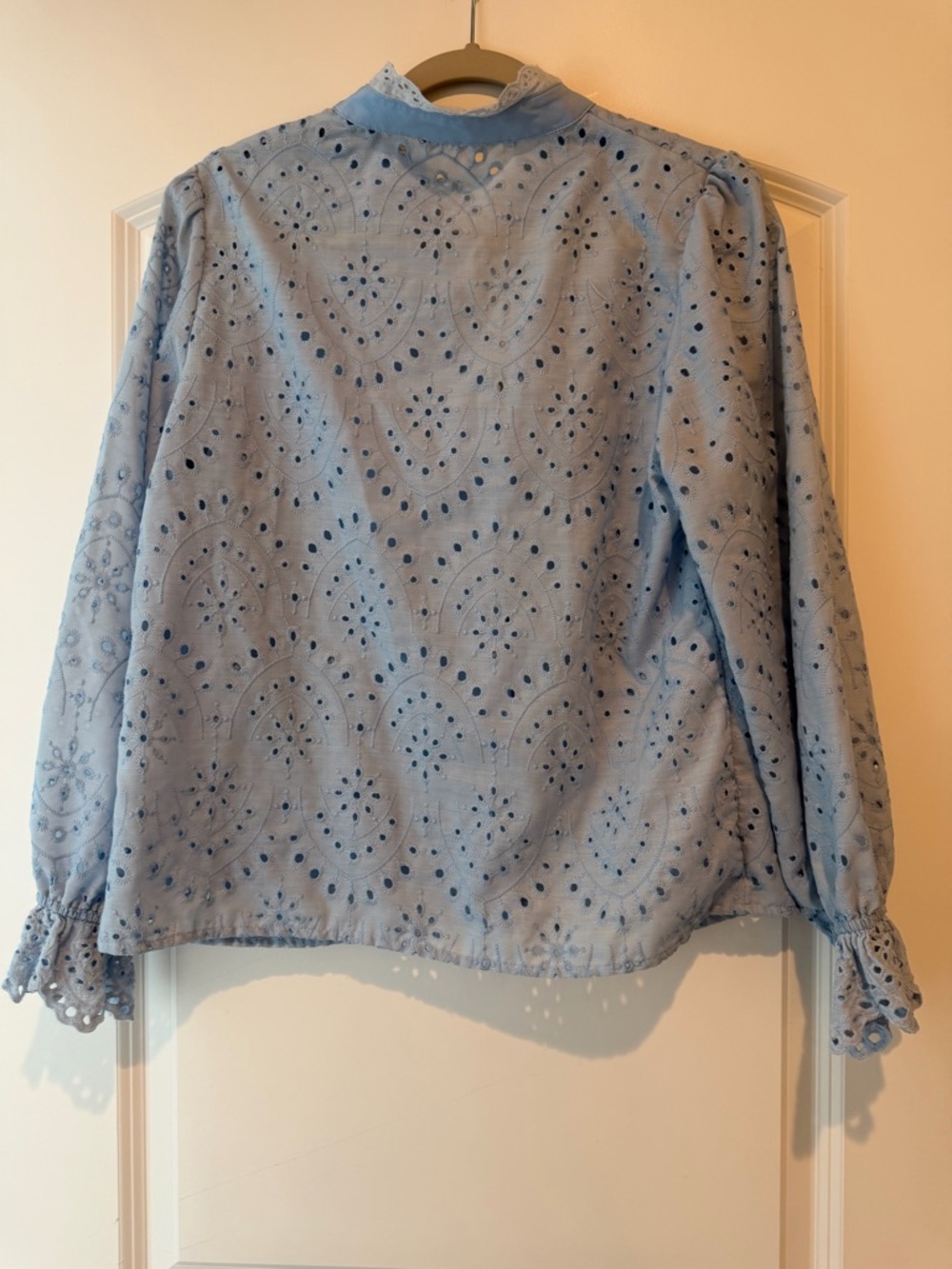Light Blue Eyelet Ruffle Blouse - Picture 3 of 4